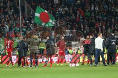 1. Bundesliga - Fußball - FC Ingolstadt 04 - FC Augsburg - Spiel ist aus, 0:2 für Augsburg, händende Köpfe beim FCI, mitte Moritz Hartmann (9, FCI)