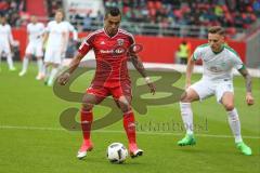 1. BL - Saison 2016/2017 - FC Ingolstadt 04 - SV Werder Bremen - Lezcano Farina,Dario (#37 FCI) - Robert Bauer #4Bremen - Foto: Meyer Jürgen