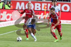 1. BL - Saison 2016/2017 - FC Ingolstadt 04 - FC Schalke 04 - Florent Hadergjonaj (#33 FCI) - Mathew Leckie (#7 FCI) - Kehrer Thilo #20 weiss Schalke 04 - Foto: Meyer Jürgen