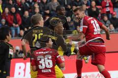 1. Bundesliga - Fußball - FC Ingolstadt 04 - Borussia Dortmund - Matthias Ginter (BVB 28) Pierre-Emerick Aubameyang (BVB 17) Ousmane Dembele (BVB 7) Lukas Hinterseer (16, FCI) Almog Cohen (36, FCI)