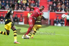 1. BL - Saison 2016/2017 - FC Ingolstadt 04 - Borussia Dortmund - Roger de Oliveira Bernardo (#8 FCI) wird gefoult von - Weigl Julian #33 gelb Dortmund - Foto: Meyer Jürgen