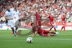 1. Bundesliga - Fußball - FC Ingolstadt 04 - TSG 1899 Hoffenheim 1:2 - Chance verpassr Stefan Lex (14, FCI), hinten ärgern sich Lukas Hinterseer (16, FCI) Tobias Levels (28, FCI) #und Max Christiansen (19, FCI)