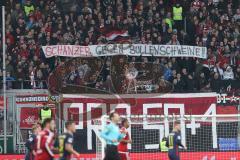 1. Bundesliga - Fußball - FC Ingolstadt 04 - RB Leipzig - Spruchband Fans Jubel Fahnen Puppe