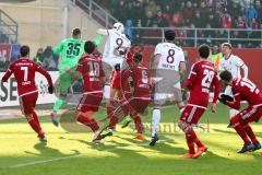 1. BL - Saison 2016/2017 - FC Ingolstadt 04 - FC Bayern München - Martin Hansen Torwart(#35 FCI) Robert Lewandowski weiss FC Bayern München - Kopfball - Foto: Meyer Jürgen