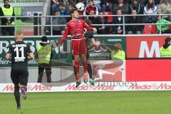 1. BL - Saison 2016/2017 - FC Ingolstadt 04 - FC Augsburg - Mathew Leckie (#7 FCI) beim Kopfball - Foto: Meyer Jürgen