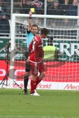 1. BL - Saison 2016/2017 - FC Ingolstadt 04 - FC Augsburg - Gelbe Karte für Stefan Lex (#14 FCI) - Foto: Meyer Jürgen