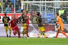 1. BL - Saison 2016/2017 - FC Ingolstadt 04 - Borussia Dortmund - Lezano Farina,Dario (#37 FCI) zum Treffer zum 2:0 - Marvin Matip (#34 FCI) - Weidenfeller Roman Torwart Dortmund - Jubel - Foto: Meyer Jürgen