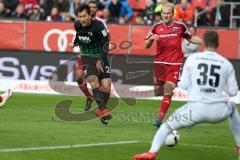 1. BL - Saison 2016/2017 - FC Ingolstadt 04 - FC Augsburg - Tobias Levels (#28 FCI) - Martin Hansen (#35 FCI) - Ji Dong Won #22 Augsburg - Foto: Meyer Jürgen