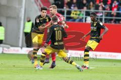 1. BL - Saison 2016/2017 - FC Ingolstadt 04 - Borussia Dortmund - Lukas Hinterseer (#16 FCI) wird gefoult von Mario Götze #10 Dortmund - Foto: Meyer Jürgen