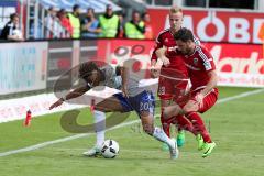 1. BL - Saison 2016/2017 - FC Ingolstadt 04 - FC Schalke 04 - Florent Hadergjonaj (#33 FCI) - Mathew Leckie (#7 FCI) - Kehrer Thilo #20 weiss Schalke 04 - Foto: Meyer Jürgen