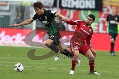 1. BL - Saison 2016/2017 - FC Ingolstadt 04 - FC Augsburg - Almog Cohen (#36 FCI) - Koo - Ja Cheol #19 Augsburg - Foto: Meyer Jürgen