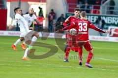 1. BL - Saison 2016/2017 - FC Ingolstadt 04 - FC Bayern München - Pascal Groß (#10 FCI) - Florent Hadergjonaj (#33 FCI) - Thiago #6 weiss FC Bayern München - Foto: Meyer Jürgen