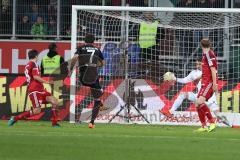 1. BL - Saison 2016/2017 - FC Ingolstadt 04 - FC Augsburg - Martin Hansen Torwart(#35 FCI) - Markus Suttner (#29 FCI) - Moritz Hartmann (#9 FCI) - Altintop Halil #7 Augsburg mit dem 0:2 Führungstreffer -  - Foto: Meyer Jürgen