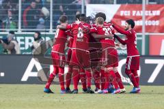 1. BL - Saison 2016/2017 - FC Ingolstadt 04 - Hamburger SV - Markus Suttner (#29 FCI) trifft zum 2:0 Führungstreffer durch einen Freistoss - Florent Hadergjonaj (#33 FCI) - Alfredo Morales (#6 FCI) - Pascal Groß (#10 FCI) - Mathew Leckie (#7 FCI) - Roger 