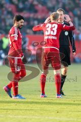 1. BL - Saison 2016/2017 - FC Ingolstadt 04 - Hamburger SV - Florent Hadergjonaj (#33 FCI) mit der Schiedsrichterentscheidung nicht zufrieden - Foto: Meyer Jürgen