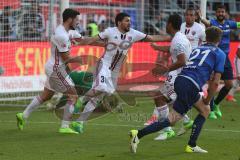 1. BL - Saison 2016/2017 - FC Ingolstadt 04 - SV Darmstadt - Almog Cohen (#36 FCI) trifft zum 2:2 Ausgleich - Esser Michael Torwart Darmstadt - Mathew Leckie (#7 FCI) - Jubel - Foto: Meyer Jürgen