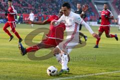 1. BL - Saison 2016/2017 - FC Ingolstadt 04 - Hamburger SV - Roger de Oliveira Bernardo (#8 FCI) - Kostic Filip weiss #17 Hamburg - Foto: Meyer Jürgen