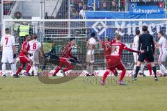 1. BL - Saison 2016/2017 - FC Ingolstadt 04 - Hamburger SV - Markus Suttner (#29 FCI) trifft zum 2:0 Führungstreffer durch einen Freistoss - Mathenia Christian Torwart Hamburg - Jubel - Foto: Meyer Jürgen