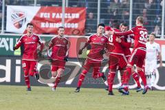 1. BL - Saison 2016/2017 - FC Ingolstadt 04 - Hamburger SV - Markus Suttner (#29 FCI) trifft zum 2:0 Führungstreffer durch einen Freistoss - Florent Hadergjonaj (#33 FCI) - Alfredo Morales (#6 FCI) - Pascal Groß (#10 FCI) - Mathew Leckie (#7 FCI) - Roger 