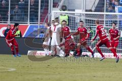 1. BL - Saison 2016/2017 - FC Ingolstadt 04 - Hamburger SV - Markus Suttner (#29 FCI) trifft zum 2:0 Führungstreffer durch einen Freistoss - Mathenia Christian Torwart Hamburg - Jubel - Foto: Meyer Jürgen