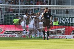 1. BL - Saison 2016/2017 - FC Ingolstadt 04 - SV Darmstadt - Pascal Groß (#10 FCI) mit dem 1:0 Führungstreffer - jubel - Esser Michael Torwart Darmstadt - Lezcano Farina,Dario (#37 FCI) - Marvin Matip (#34 FCI) - Foto: Meyer Jürgen