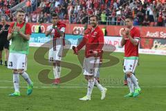 1. BL - Saison 2016/2017 - FC Ingolstadt 04 - SV Darmstadt - Die Spieler nach dem Spiel - Markus Suttner (#29 FCI) - Lezcano Farina,Dario (#37 FCI) - Robert Leipertz (#13 FCI) - Stefan Lex (#14 FCI) - Foto: Meyer Jürgen