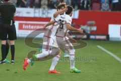 1. BL - Saison 2016/2017 - FC Ingolstadt 04 - SV Darmstadt - Almog Cohen (#36 FCI) trifft zum 2:2 Ausgleich - Esser Michael Torwart Darmstadt - Romain Brègerie (#18 FCI) -  Jubel - Foto: Meyer Jürgen