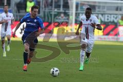 1. BL - Saison 2016/2017 - FC Ingolstadt 04 - SV Darmstadt - Roger de Oliveira Bernardo (#8 FCI) - Sirigu Sandro Darmstadt blau - Foto: Meyer Jürgen