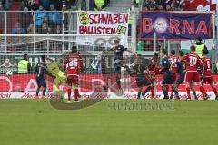 1. BL - Saison 2016/2017 - FC Ingolstadt 04 - RB-Leipzig - Roger de Oliveira Bernardo (#8 FCI) beim Kopfball zum 1:0 Treffer - Tor - Jubel - Marvin Matip (#34 FCI) - Wolf Michael (#13 München) - Peter Gulacsi Torwart(#32 Leipzig) - Foto: Meyer Jürgen