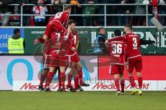 1. BL - Saison 2016/2017 - FC Ingolstadt 04 - RB-Leipzig - Roger de Oliveira Bernardo (#8 FCI) beim Kopfball zum 1:0 Treffer - Tor - Jubel - Marvin Matip (#34 FCI) - Florent Hadergjonaj (#33 FCI) - Mathew Leckie (#7 FCI) - Almog Cohen (#36 FCI) - Anthony 