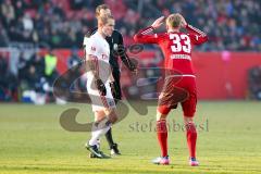 1. BL - Saison 2016/2017 - FC Ingolstadt 04 - Hamburger SV - Florent Hadergjonaj (#33 FCI) mit der Schiedsrichterentscheidung nicht zufrieden - Foto: Meyer Jürgen