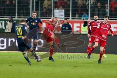 1. BL - Saison 2016/2017 - FC Ingolstadt 04 - RB-Leipzig - Marcel Tisserand (#32 FCI) blockt eien Schuss von Benno Schmitz(#20 Leipzig) - Foto: Meyer Jürgen