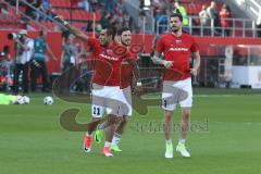 1. BL - Saison 2016/2017 - FC Ingolstadt 04 - SV Darmstadt - Die Spieler begrüßen die Zuschauer - Lezcano Farina,Dario (#37 FCI) - Anthony Jung (#3 FCI) - Mathew Leckie (#7 FCI) -  - Foto: Meyer Jürgen