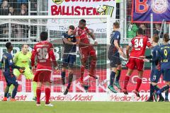 1. BL - Saison 2016/2017 - FC Ingolstadt 04 - RB-Leipzig - Roger de Oliveira Bernardo (#8 FCI) beim Kopfball zum 1:0 Treffer - Tor - Jubel - Marvin Matip (#34 FCI) - Wolf Michael (#13 München) - Foto: Meyer Jürgen