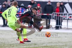 1. BL - Saison 2016/2017 - FC Ingolstadt 04 - 1.FC Heidenheim - Testspiel - Vorbereitungsspiel - Maurice Multhaup (#31 FCI) - Beermann Timo (gelb Heidenheim) - Foto: Meyer Jürgen