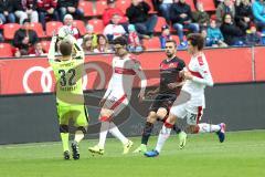 1. Bundesliga - Testspiel - Fußball - FC Ingolstadt 04 - VfB Stuttgart - Torwart Benjamin Uphoff (VfB) Marcin Kaminski (VfB) Lukas Hinterseer (16, FCI) Benjamin Pavard (VfB)