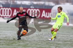 1. BL - Saison 2016/2017 - FC Ingolstadt 04 - 1.FC Heidenheim - Testspiel - Vorbereitungsspiel - Tobias Levels (#28 FCI) - Finne Bard (gelb Heidenheim) - Foto: Meyer Jürgen