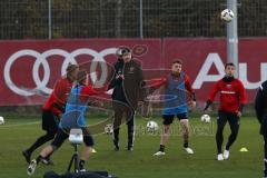 1. Bundesliga - Fußball - FC Ingolstadt 04 - 1. Training mit neuem Trainer - Cheftrainer Maik Walpurgis (FCI) - links Cheftrainer Maik Walpurgis (FCI) erklärt laut Spielzüge, links Stefan Lex (14, FCI) Maurice Multhaup (31, FCI)