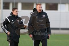 1. Bundesliga - Fußball - FC Ingolstadt 04 - 1. Training mit neuem Trainer - Cheftrainer Maik Walpurgis (FCI) - Zeugwart Christian Gaull und Cheftrainer Maik Walpurgis (FCI)