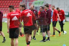 1. Bundesliga - Fußball - FC Ingolstadt 04 - 1. Training unter neuem Cheftrainer Markus Kauczinski (FCI) - mitte Cheftrainer Markus Kauczinski (FCI) mit Co-Trainer Patrick Westermann (FCI) links und rechts Co-Trainer Argirios Giannikis (FCI)