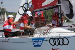 1. Bundesliga - Fußball - FC Ingolstadt 04 - Audi Sailing Experience - Almog Cohen (36, FCI) Romain Brégerie (18, FCI) Torwart Fabijan Buntic (24, FCI)