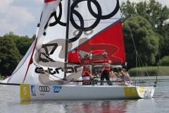 1. Bundesliga - Fußball - FC Ingolstadt 04 - Audi Sailing Experience - SiegerBoot Alfredo Morales (6, FCI)  Maurice Multhaup (31, FCI) Torwart Örjan Haskjard Nyland (26, FCI)