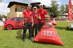 1. Bundesliga - Fußball - FC Ingolstadt 04 - Audi Sailing Experience - Sieger Jubel Alfredo Morales (6, FCI)  Maurice Multhaup (31, FCI) Torwart Örjan Haskjard Nyland (26, FCI)