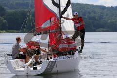 1. Bundesliga - Fußball - FC Ingolstadt 04 - Audi Sailing Experience - Pascal Groß (10, FCI) stehen, link sLukas Hinterseer (16, FCI) Torwart Martin Hansen (35, FCI)