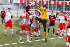 Bayernliga - Saison 2016/2017 - FC Ingolstadt 04 - U17 - SSV Jahn Regensburg - Schröder Lukas rot FCI  - Weinzierl Simon Torwart Regensburg - Foto: Meyer Jürgen