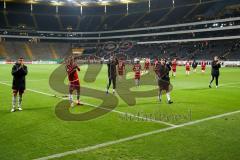 DFB - Pokalspiel - Eintracht Frankfurt - FC Ingolstadt 04 - Die Mannschaft bedankt sich bei den mitgereisten Fans - Max Christiansen (#19 FCI) - Almog Cohen (#36 FCI) - Foto: Meyer Jürgen