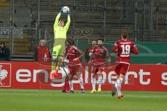 DFB - Pokalspiel - Eintracht Frankfurt - FC Ingolstadt 04 - Martin Hansen (#35 FCI) - Romain Brègerie (#18 FCI) - Max Christiansen (#19 FCI) - Anthony Jung (#3 FCI) - Foto: Meyer Jürgen