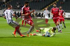 DFB - Pokalspiel - Eintracht Frankfurt - FC Ingolstadt 04 - Anthony Jung (#3 FCI) - Regäsel Yanni (#2 Frankfurt) - Martin Hansen (#35 FCI) - Foto: Meyer Jürgen