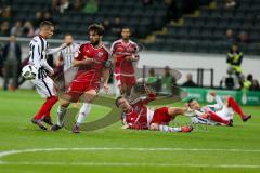 DFB - Pokalspiel - Eintracht Frankfurt - FC Ingolstadt 04 - Max Christiansen (#19 FCI) - Romain Brègerie (#18 FCI) - Stendera Marc (#21 Frankfurt) - Foto: Meyer Jürgen