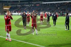 DFB - Pokalspiel - Eintracht Frankfurt - FC Ingolstadt 04 - Die Mannschaft bedankt sich bei den mitgereisten Fans - Max Christiansen (#19 FCI) - Almog Cohen (#36 FCI) - Foto: Meyer Jürgen